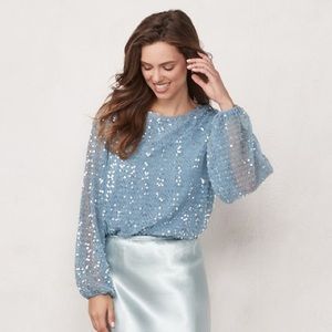 LC Lauren Conrad Sequin blue top